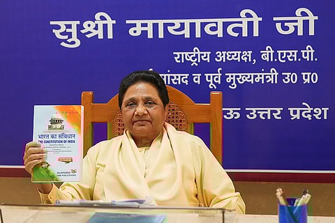 Mayawati addressing media