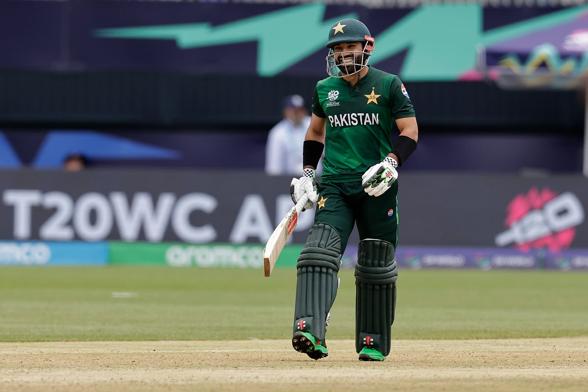 (AP Photo/Adam Hunger)
 : Pakistan's Mohammad Rizwan reacts after playing a shot during the ICC Men's T20 World Cup cricket match between Pakistan and Canada at the Nassau County International Cricket Stadium in Westbury, New York, Tuesday, June 11, 2024. 

