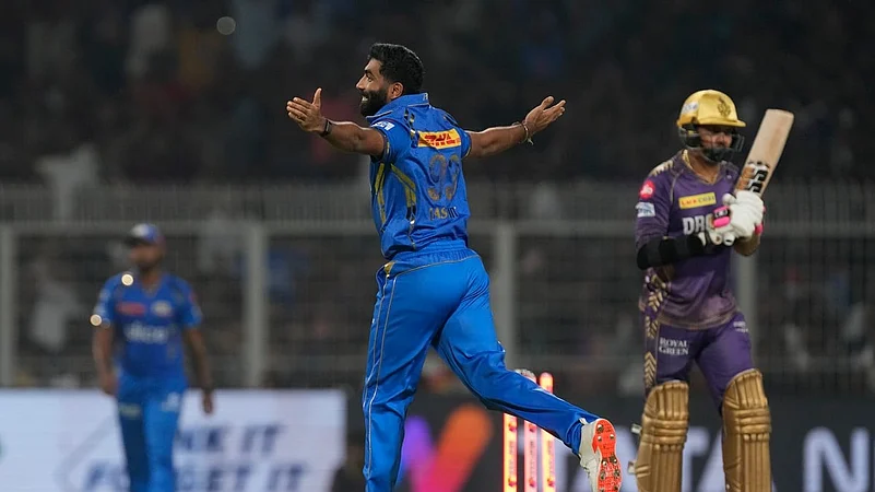 Jasprit Bumrah bowled Sunil Narine in IPL 2024. AP Photo