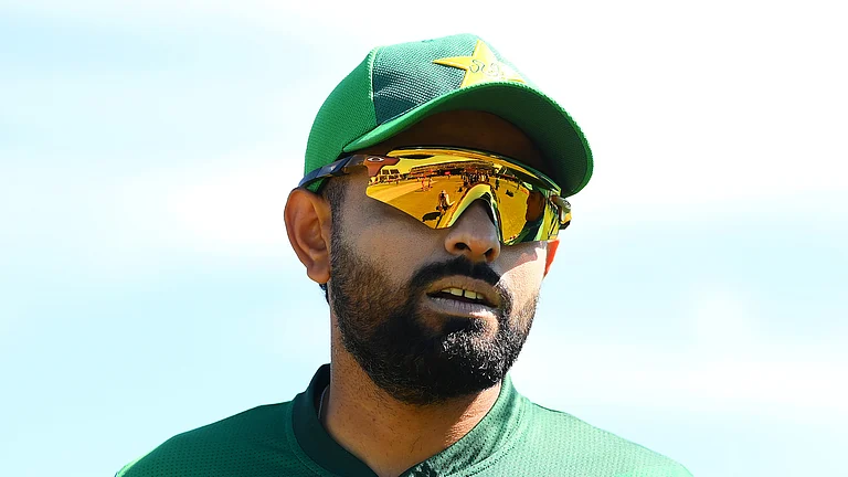 Babar Azam looks on after Pakistan's victory on Tuesday - null