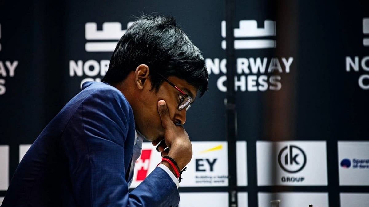 Indian Grandmaster R Praggnanandhaa at Norway Chess 2024.  - X | Sai Media 