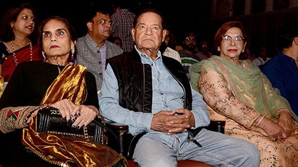 Salim Khan with Salma Khan and Helen