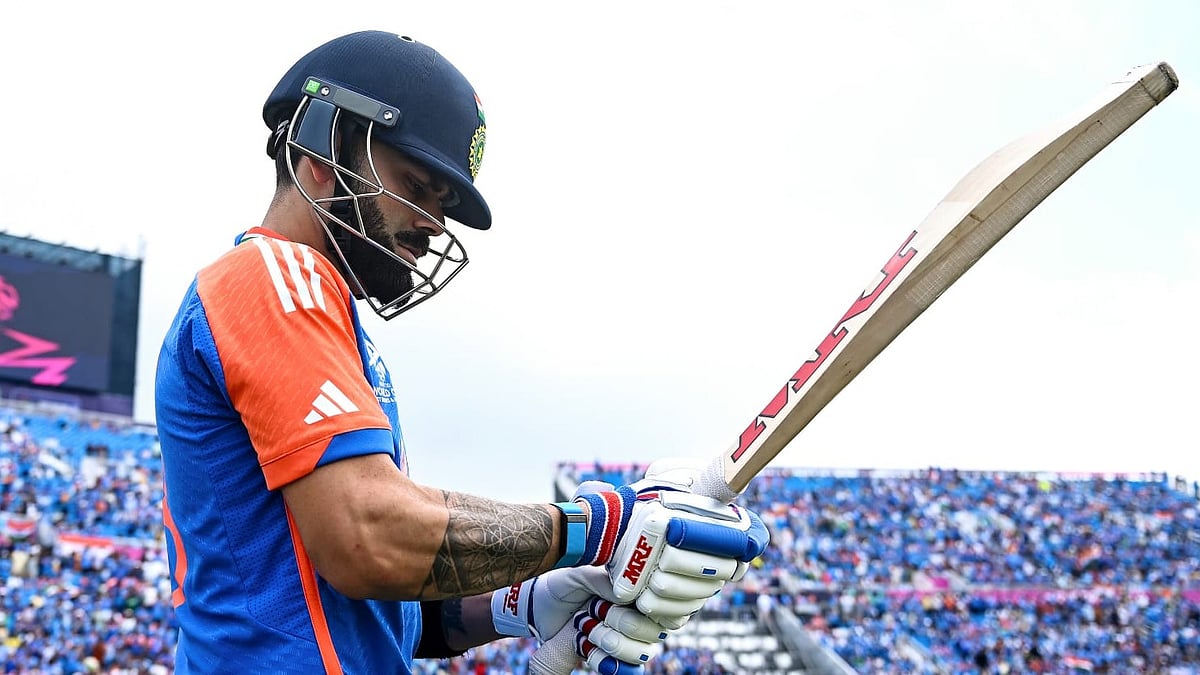 Virat Kohli in action at the 2024 ICC T20 World Cup match.  - ICC