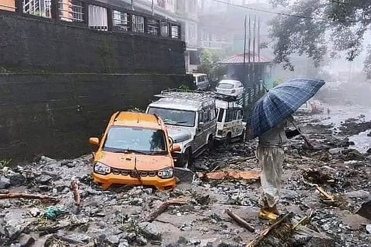 Sikkim Landslides: Heavy Rainfall, Damaged Roads & Vehicles | In Photos