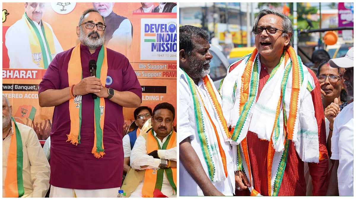 Rajeev Chandrasekhar (L) and Shashi Tharoor