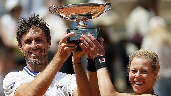 X/ @rolandgarros : Laura Siegemund and Edouard Roger-Vasselin clinch their first mixed doubles title together at the French Open 2024 by defeating Desirae Krawczyk and Neal Skupski 6-4, 7-5 on Thursday.