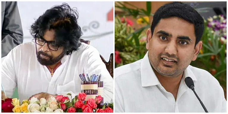 Andhra Pradesh Deputy CM Pawan Kalyan (L) and IT minister Nara Lokesh (R) | - PTI