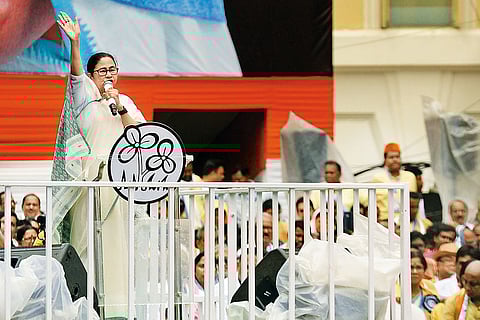 Refined Attack: Mamata Banerjee at a campaign rally in Kolkata on July 21, 2023