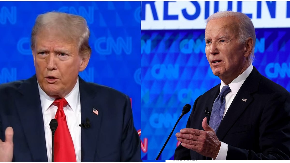 X : Donald Trump and Joe Biden during 2024 Presidential debate.