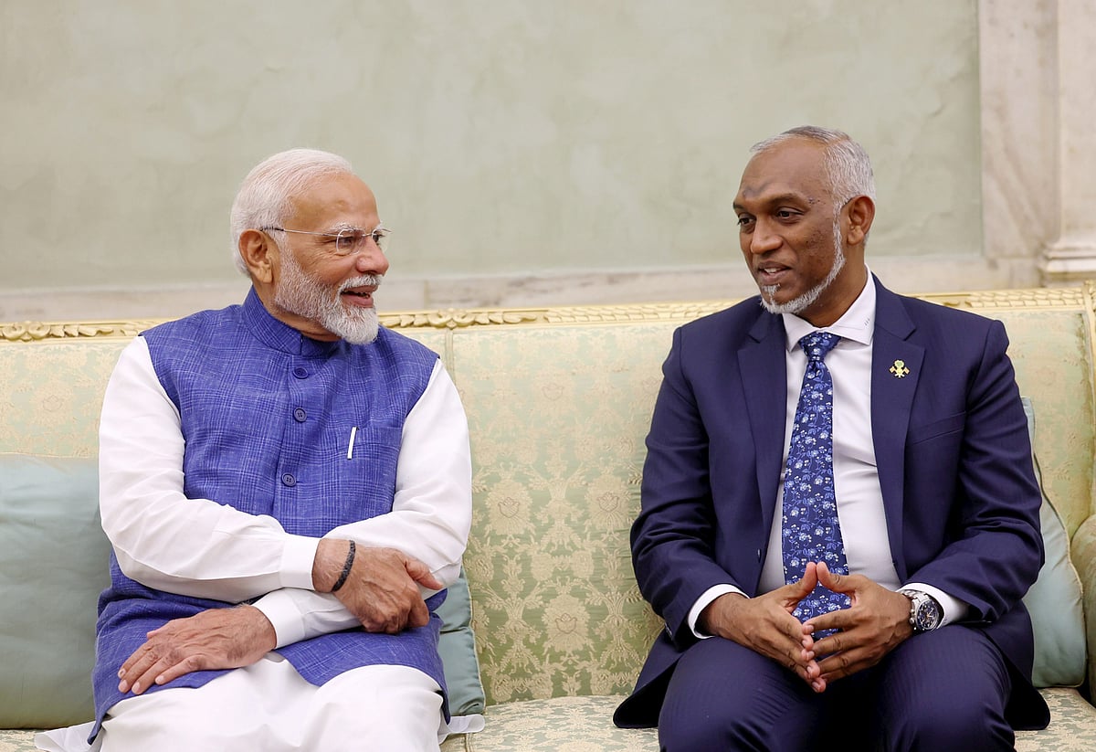 Prime Minister Narendra Modi with President of Maldives Mohamed Muizzu 