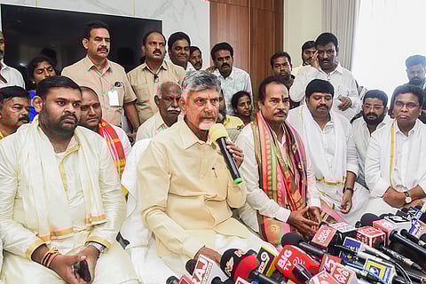CM Naidu & family at Venkateswara temple