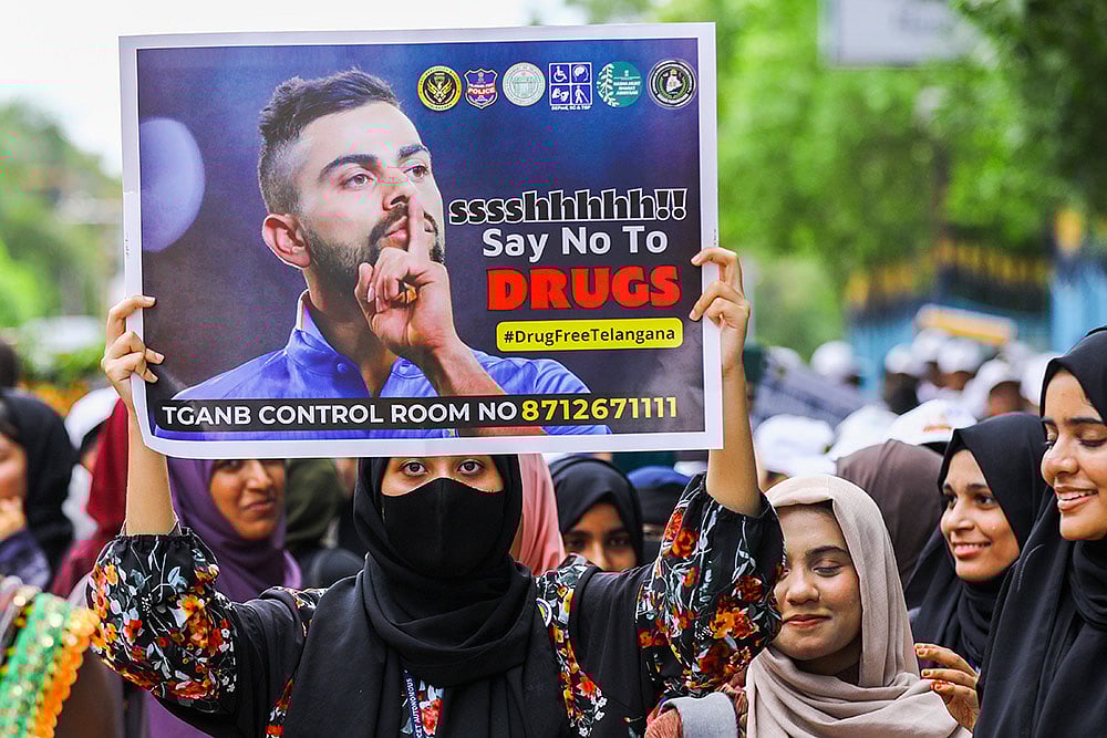 Photo: PTI : Anti-drug abuse rally in Hyderabad