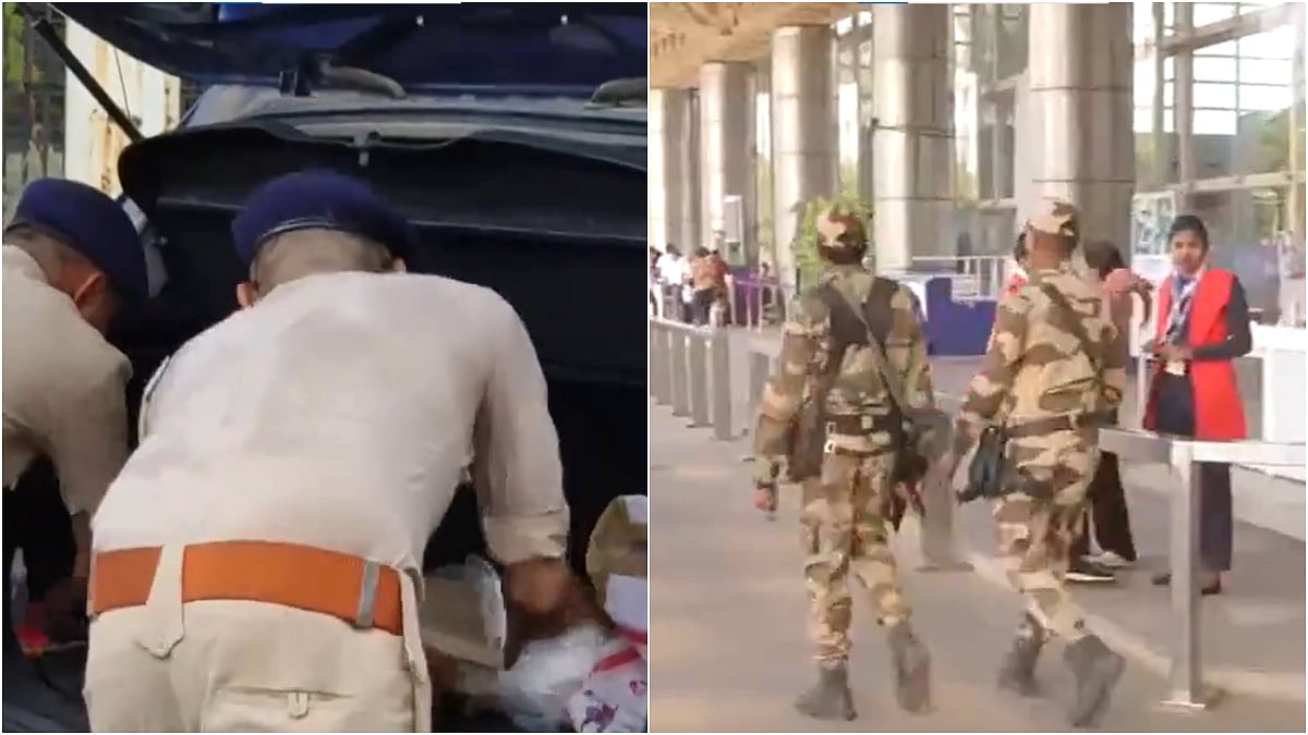 X/@ANI : Visuals from airports after receiving bomb threat emails,