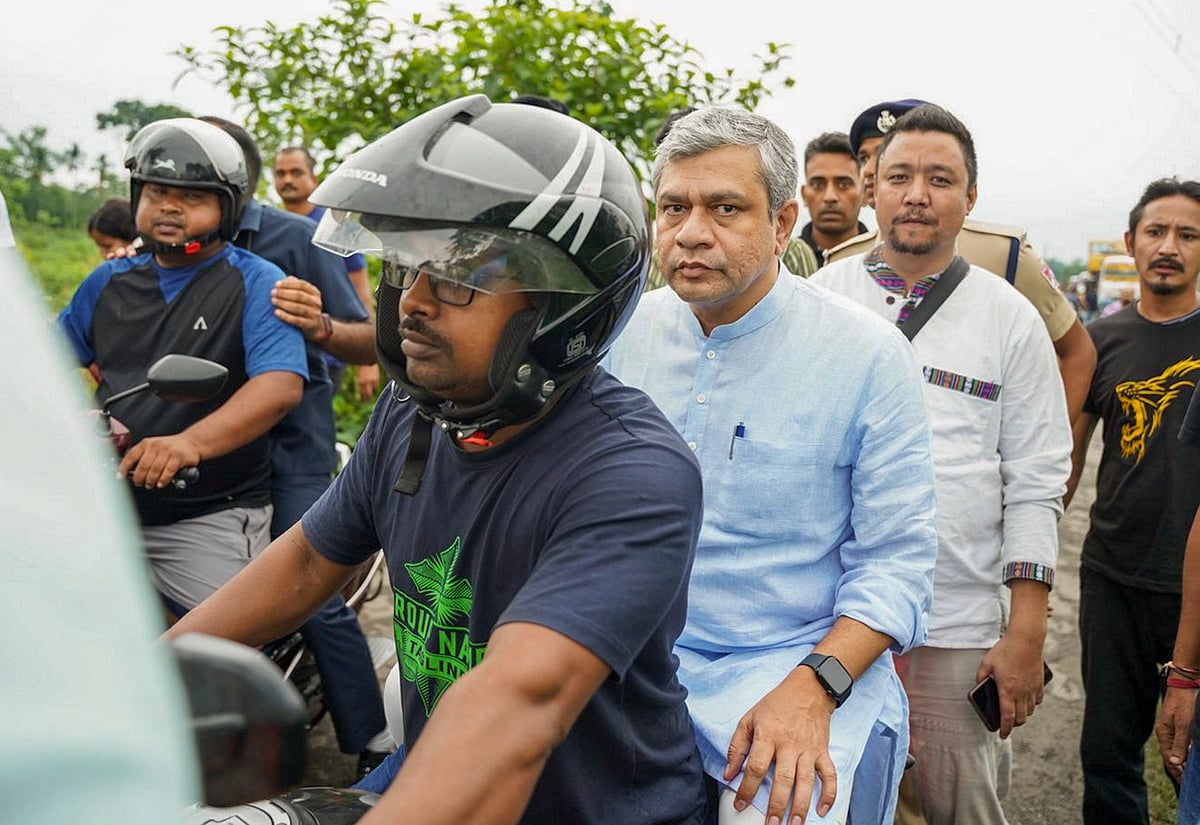 Railway Minister Ashwini Vaishnaw on his way to train accident site. - PTI