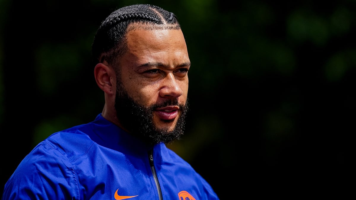 Memphis Depay in training with the Netherlands last week.