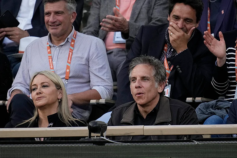 2024 French Open tennis: Actor Ben Stiller and actress Christine Taylor