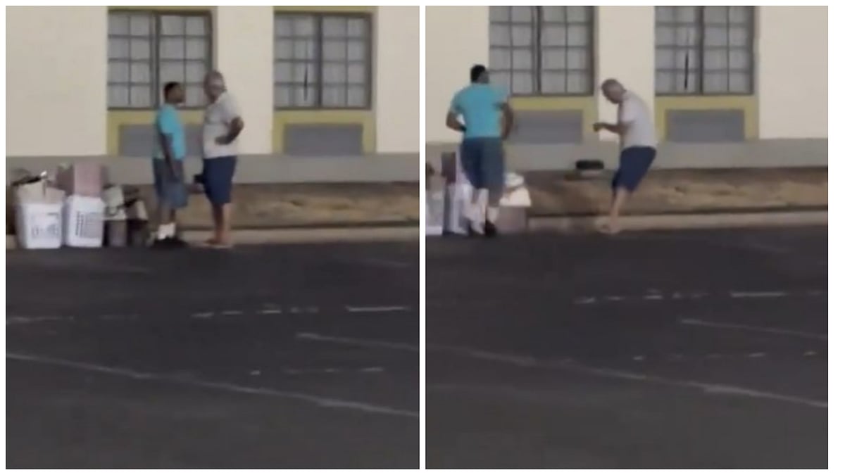 X/@DcWalaDesi
 : A video of the incident showed Mistry falling to the ground as soon as he received a heavy blow by the accused