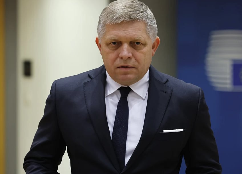 AP Photo/Geert Vanden Wijngaert, File : Slovakia’s Prime Minister Robert Fico arrives to a round table meeting at an EU summit in Brussels, Feb. 1, 2024. Slovakia’s government approved a package of measures on Wednesday June 12, 2024, that are designed to boost security for leading politicians and some others following an attempt to assassinate populist Prime Minister Robert Fico. 