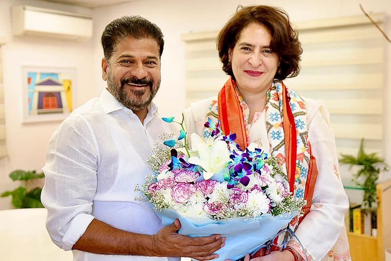 Telangana CM Revanth Reddy with Priyanka Gandhi