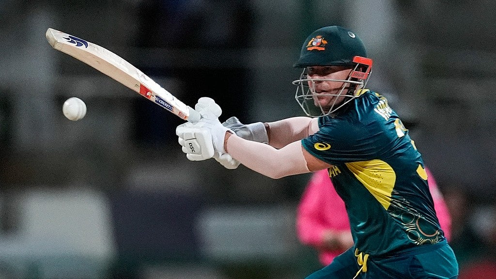 David Warner bats during the Australia vs Bangladesh, ICC T20 World Cup 2024 match in Antigua. - Photo: AP/Lynne Sladky