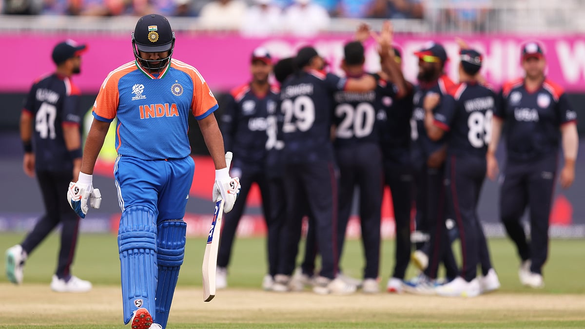 Rohit Sharma trudges off after being dismissed against the United States on Wednesday