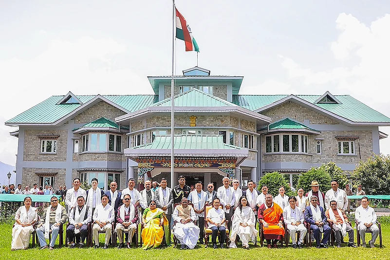SKM leader Prem Singh Tamang with MLas