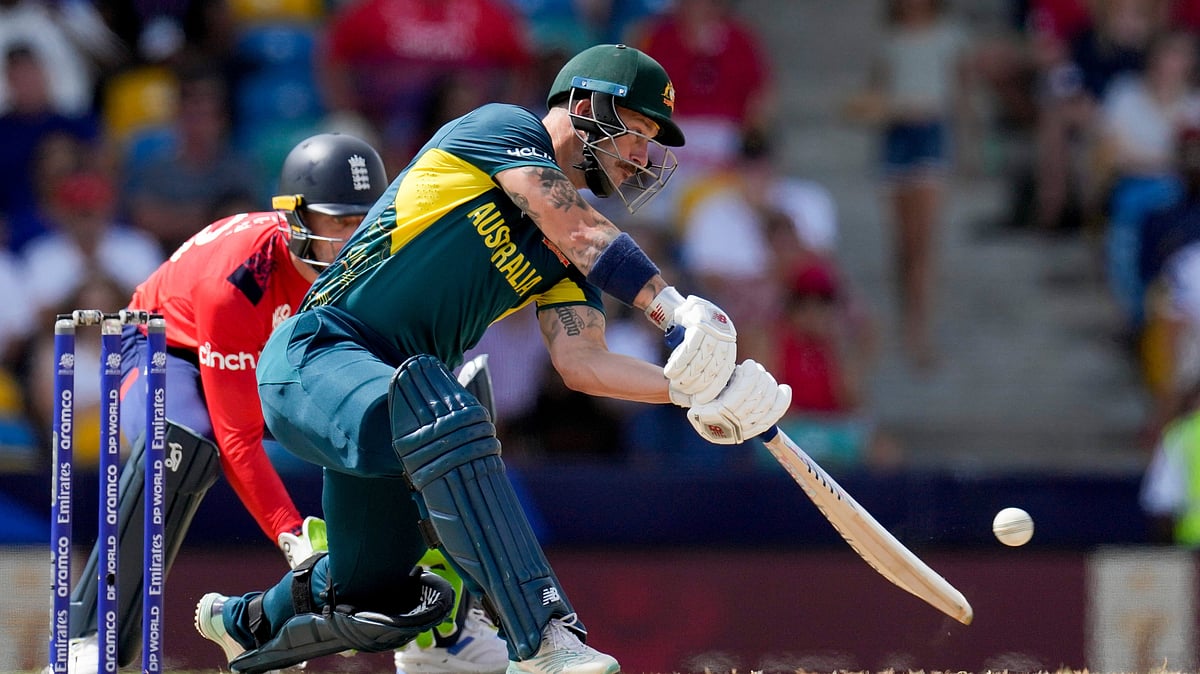 Photo: AP/PTI : Australia's Matthew Wade plays a shot against England during an ICC Men's T20 World Cup cricket match at Kensington Oval in Bridgetown, Barbados.