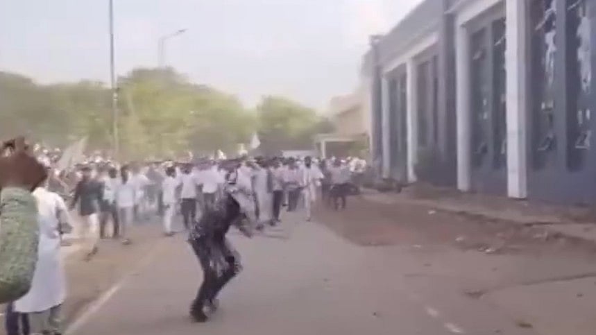 ANI Screengrab : Protest By Satnami Community In Baloda Bazar Turns Violent |