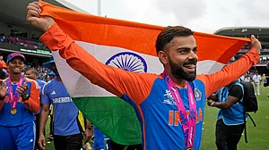 AP/Ramon Espinosa : Virat Kohli celebrates India's T20 WC title in Barbados on Saturday, June 29.