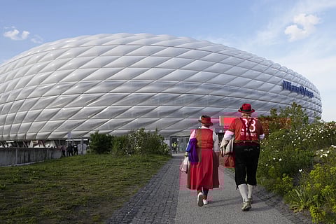 The Allianz Arena that hosts Bayern Munich's home games.