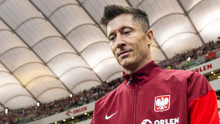 Poland striker Robert Lewandowski - AP