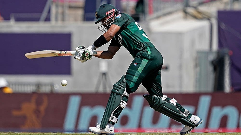 Babar Azam plays a shot - | Photo: AP/Tony Gutierrez