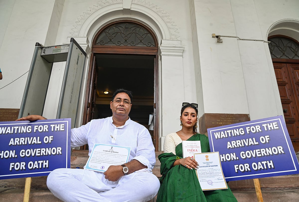 PTI :  
TMC MLAs wait for swearing-in at WB Assembly