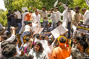 Shahbaz Khan/PTI :
Youth Congress protest in Delhi against NEET exam row.