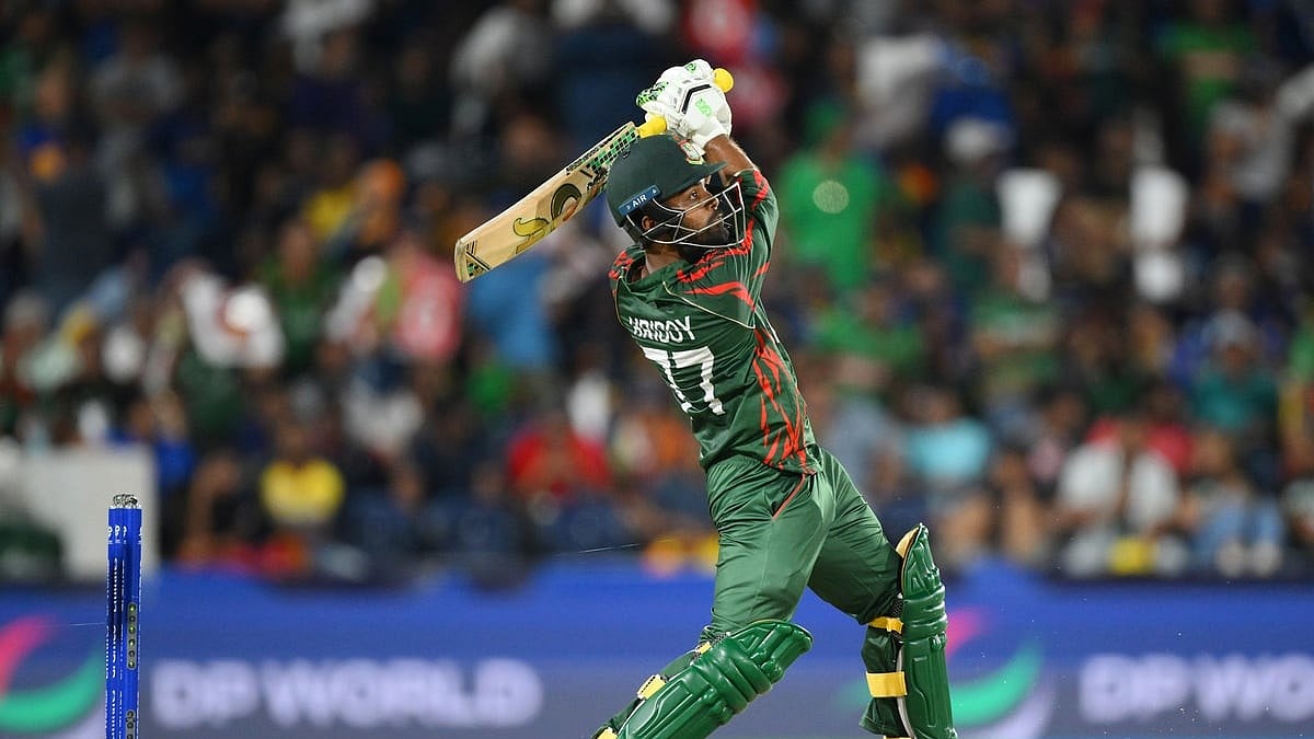 X | Bengal Tigers  : Towhid Hridoy in action during Bangladesh Vs Sri Lanka ICC T20 World Cup 2024. 