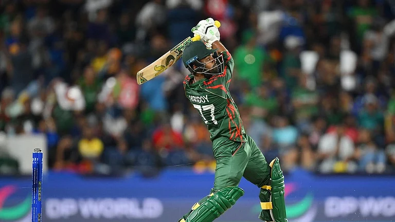 Towhid Hridoy in action during Bangladesh Vs Sri Lanka ICC T20 World Cup 2024. - X | Bengal Tigers
