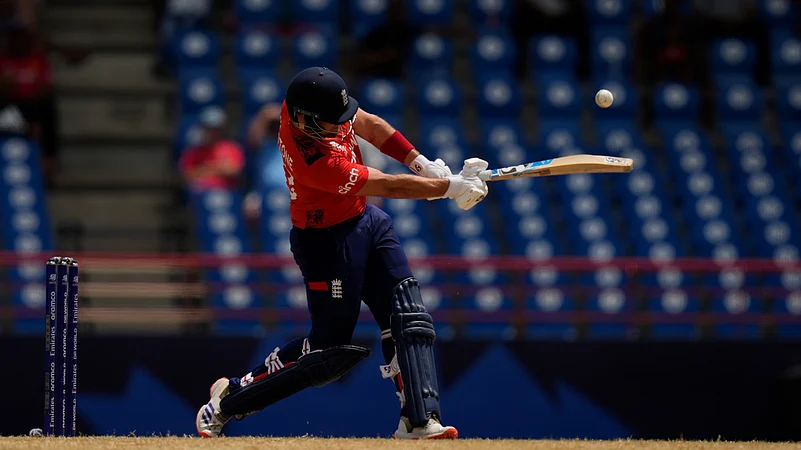 Liam Livingstone batting against SA in T20 WC 2024. AP Photo