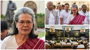 PTI : Congress leaders Sonia Gandhi, Rahul, Mallikarjun Kharge at others at the CWC meet.