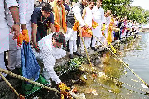 Mohan Yadav at a cleanliness drive