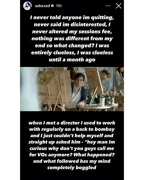 Saba Azad on her Instagram Stories