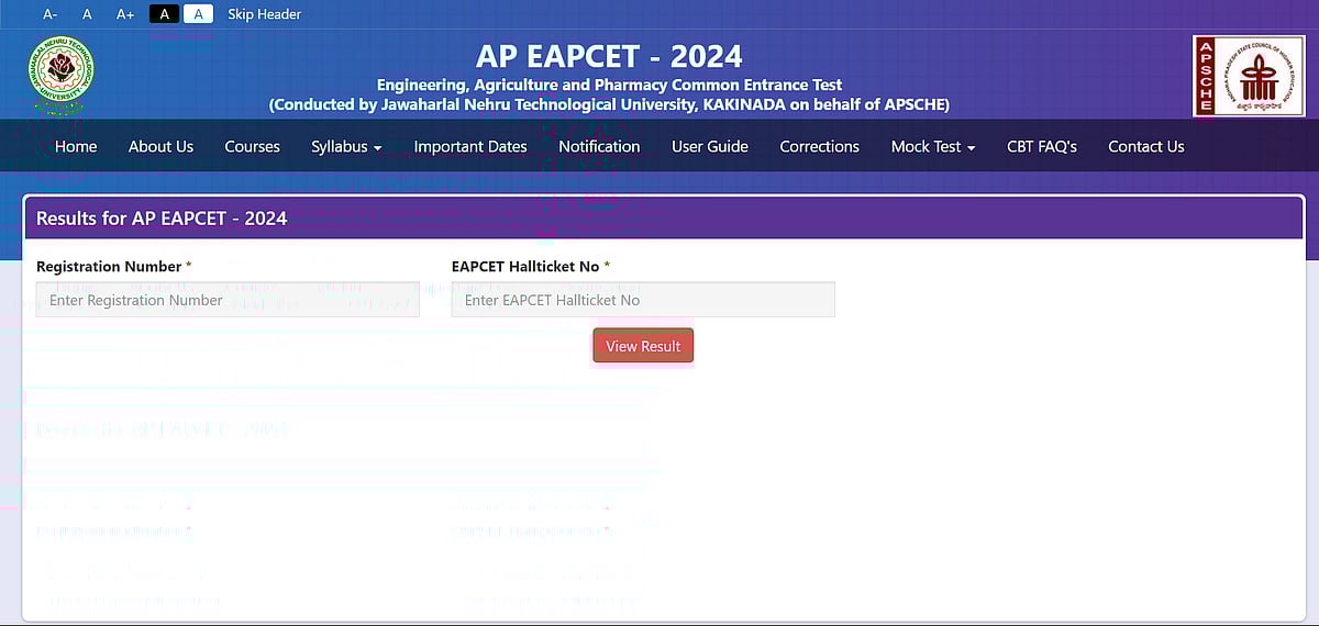 Official Website  : AP EAMCET Result 2024 Out