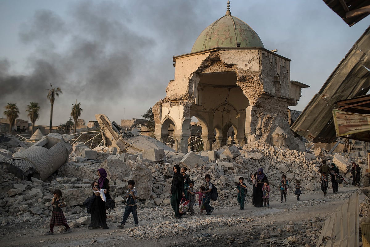 File Image/AP : Al-Nouri Mosque in northern Iraq's Mosul. 