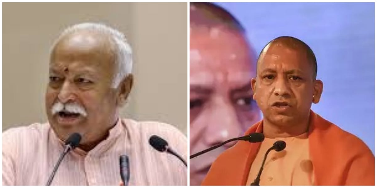 PTI : RSS chief Mohan Bhagwat (L) and UP Chief Minister Yogi Adityanath |