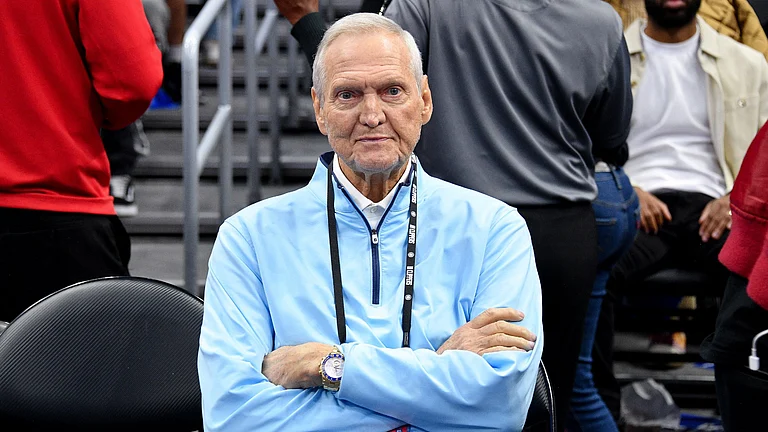 Basketball Hall of Famer Jerry West attends a Los Angeles Clippers game on April 20, 2023. - null