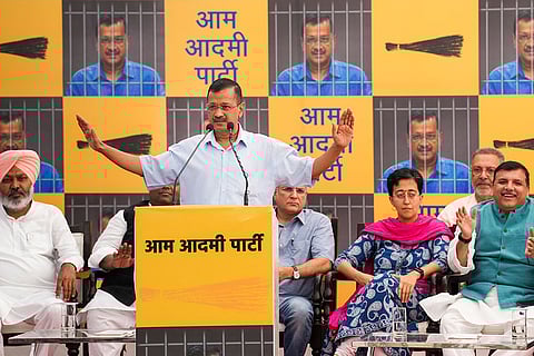 CM Kejriwal at AAP office