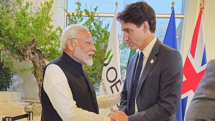 X/@narendramodi
 : PM Modi with Canada PM Justin Trudeau at G7 Summit in Italy