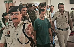 PTI : Delhi CM and AAP supremo Arvind Kejriwal being produced in court on Wednesday