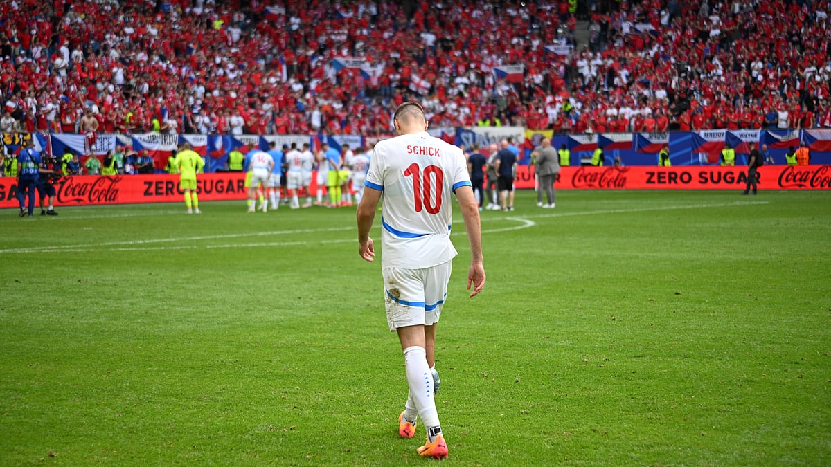 Patrik Schick looked dejected at the end of Czechia's draw with Georgia