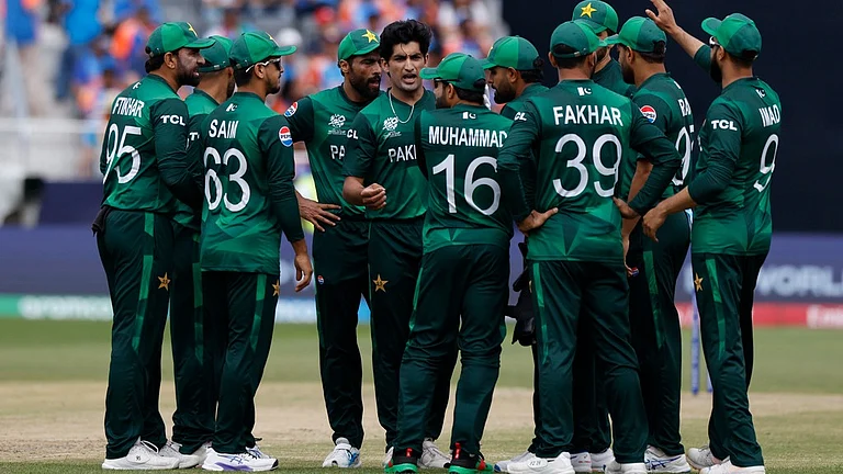 The Pakistan team have zero points from their two games played at the ICC T20 World Cup 2024. - AP/Eduardo Munoz