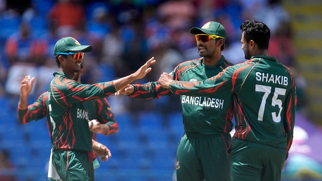 Shakib Al Hasan made history with the wicket of Rohit Sharma - AP/Lynne Sladky